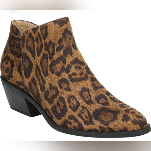 New Life Stride Payton 2 Ankle X Bootie Brown Modern Leopard Fabric 5 - Picture 1 of 5